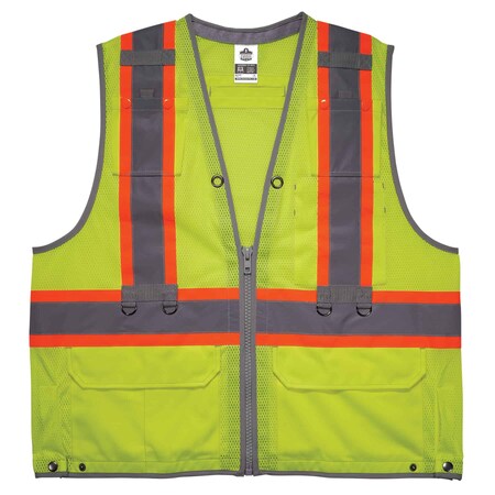 Lime Hi Vis Tool Tethering Safety Vest, Type R Class 2, S/M